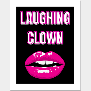 laughing clown red lips Posters and Art